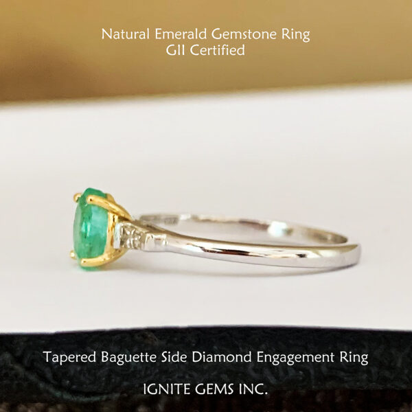 1-carat-natural-emerald-gemstone-tapered-baguette-side-diamond-engagement-ring-14k-white-gold-jewelry-gii-certified-ignite-gems-inc-canada-usa-b